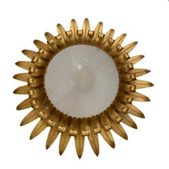 French Gilt Sunburst Light Fixture