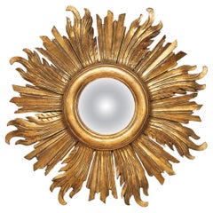 French Gilt Sunburst or Starburst Convex Mirror (Diameter 22 3/4)