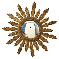 French Gilt Sunburst or Starburst Convex Mirror (Diameter 28 1/8)