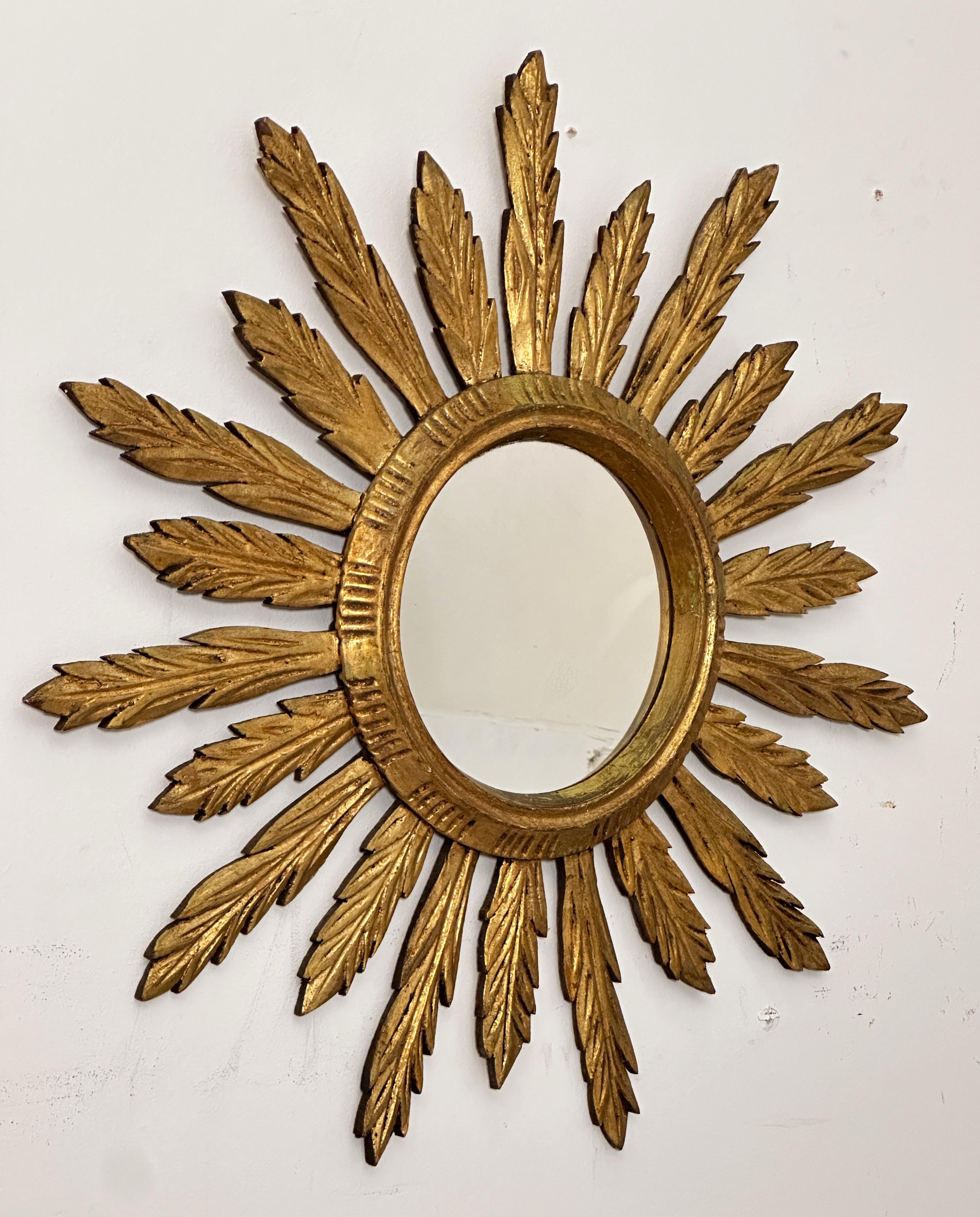 Französisch vergoldet Sunburst oder Starburst Konvexspiegel (Durchmesser 29) (20. Jahrhundert) im Angebot