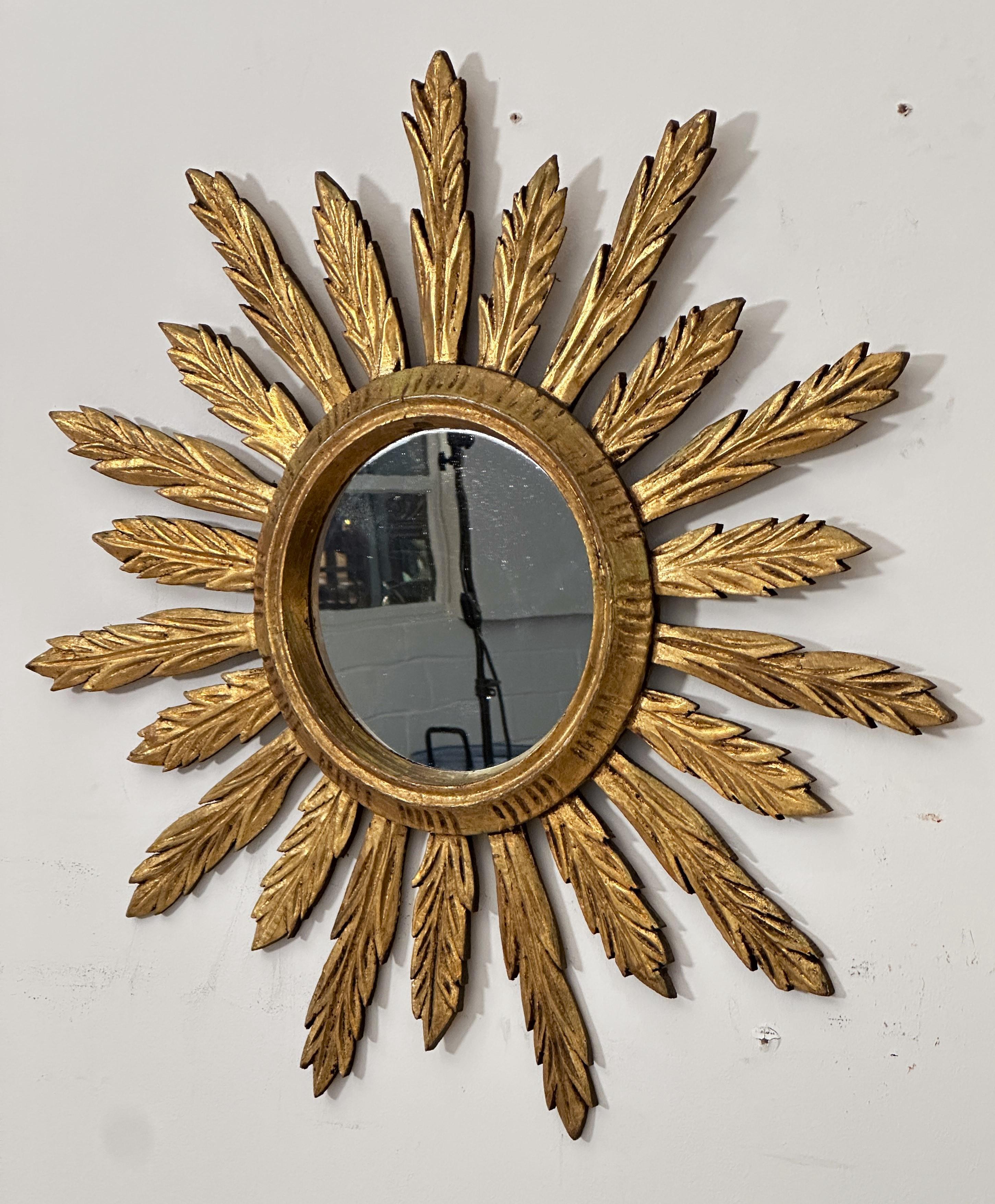 Französisch vergoldet Sunburst oder Starburst Konvexspiegel (Durchmesser 29) (Glas) im Angebot