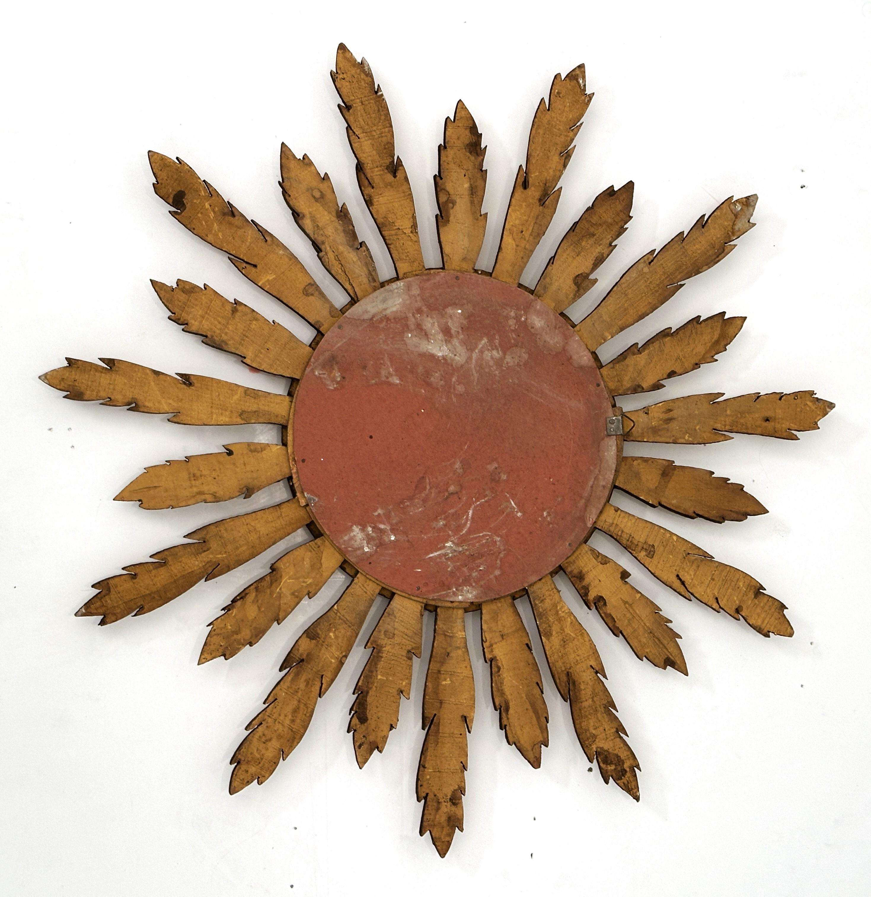Französisch vergoldet Sunburst oder Starburst Konvexspiegel (Durchmesser 29) im Angebot 3