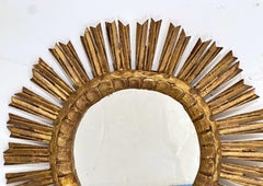 French Gilt Sunburst or Starburst Mirror (Diameter 20)