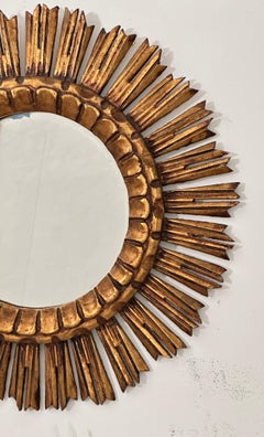 French Gilt Sunburst or Starburst Mirror (Diameter 20)