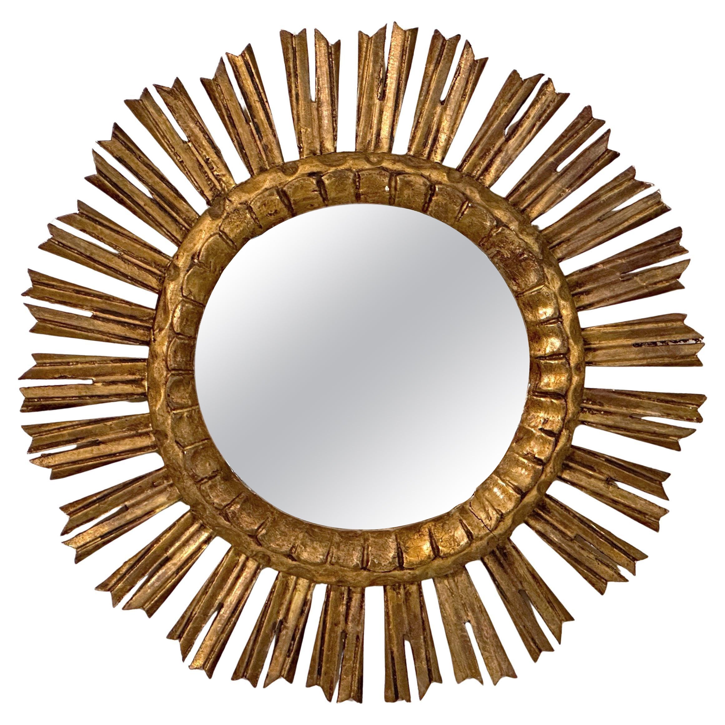 French Gilt Sunburst or Starburst Mirror (Diameter 20)