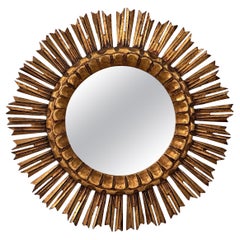 French Gilt Sunburst or Starburst Mirror (Diameter 20)