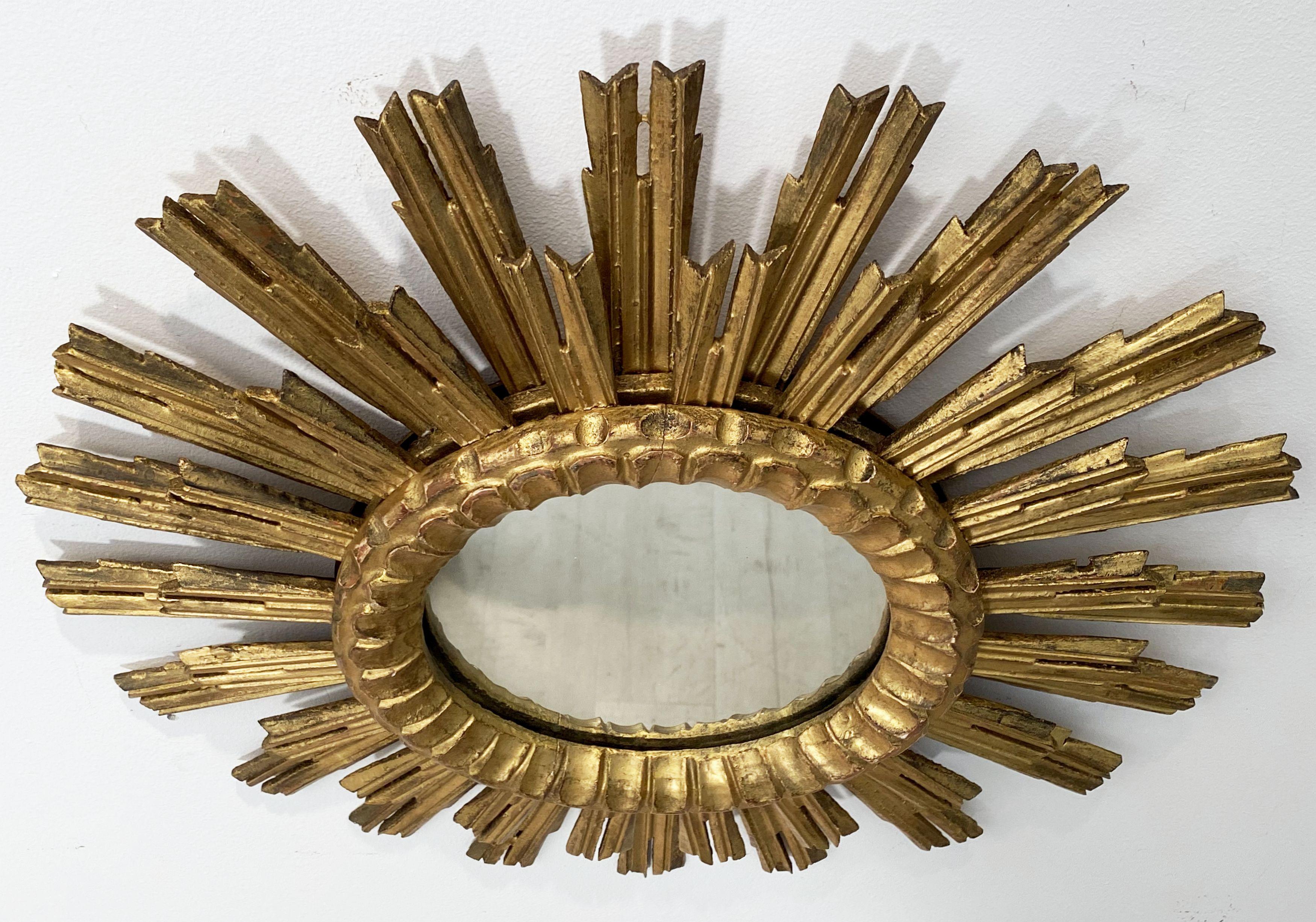 20th Century French Gilt Sunburst or Starburst Mirror (Diameter 24 1/2)