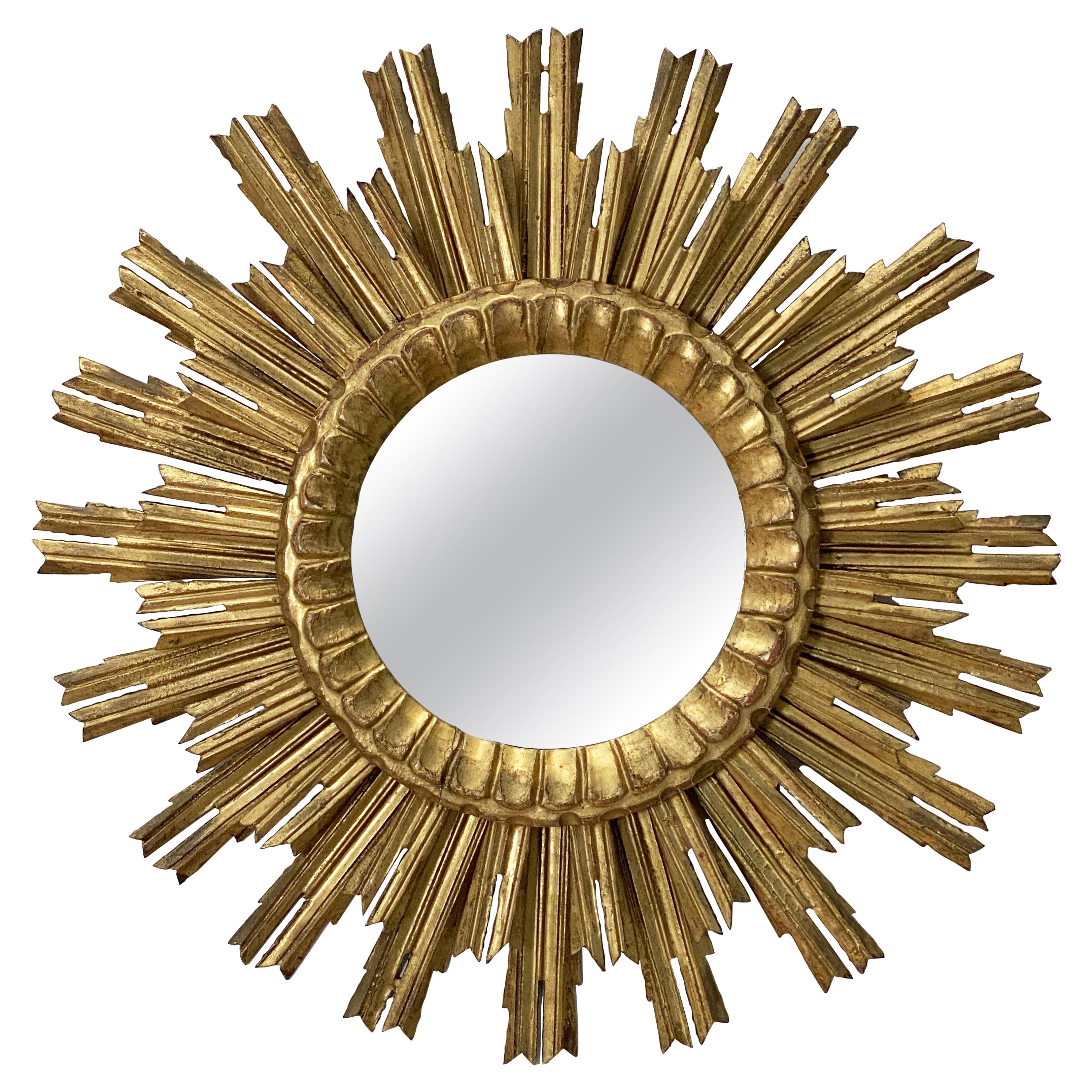French Gilt Sunburst or Starburst Mirror (Diameter 24 1/2)