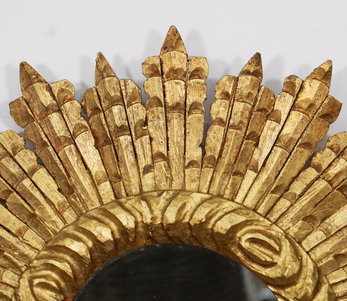 Französisch vergoldet Sunburst oder Starburst Spiegel (Durchmesser 24) (Moderne der Mitte des Jahrhunderts) im Angebot