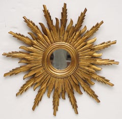 French Gilt Sunburst or Starburst Mirror (Diameter 25 3/4)