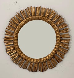 French Gilt Sunburst or Starburst Mirror (Diameter 25)