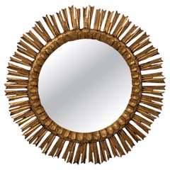 French Gilt Sunburst or Starburst Mirror (Diameter 25)