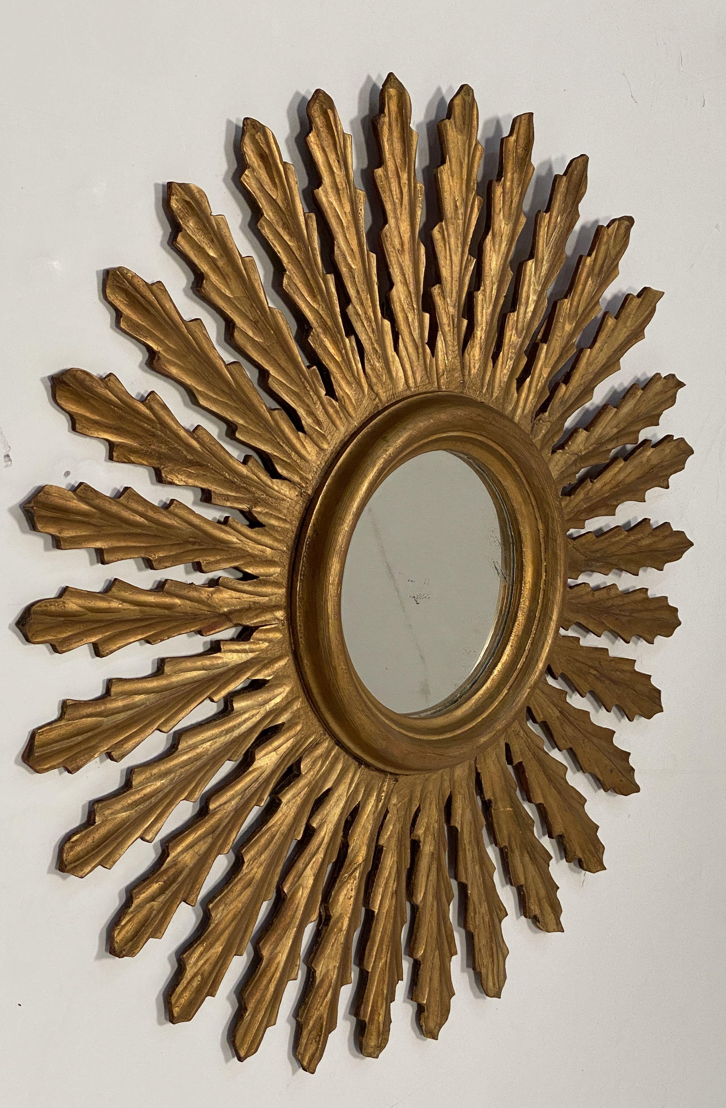 Französisch vergoldet Sunburst oder Starburst Spiegel (Durchmesser 26 3/4) im Angebot 3