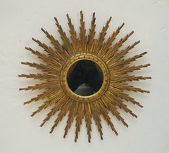 French Gilt Sunburst or Starburst Mirror (Diameter 27 1/2)