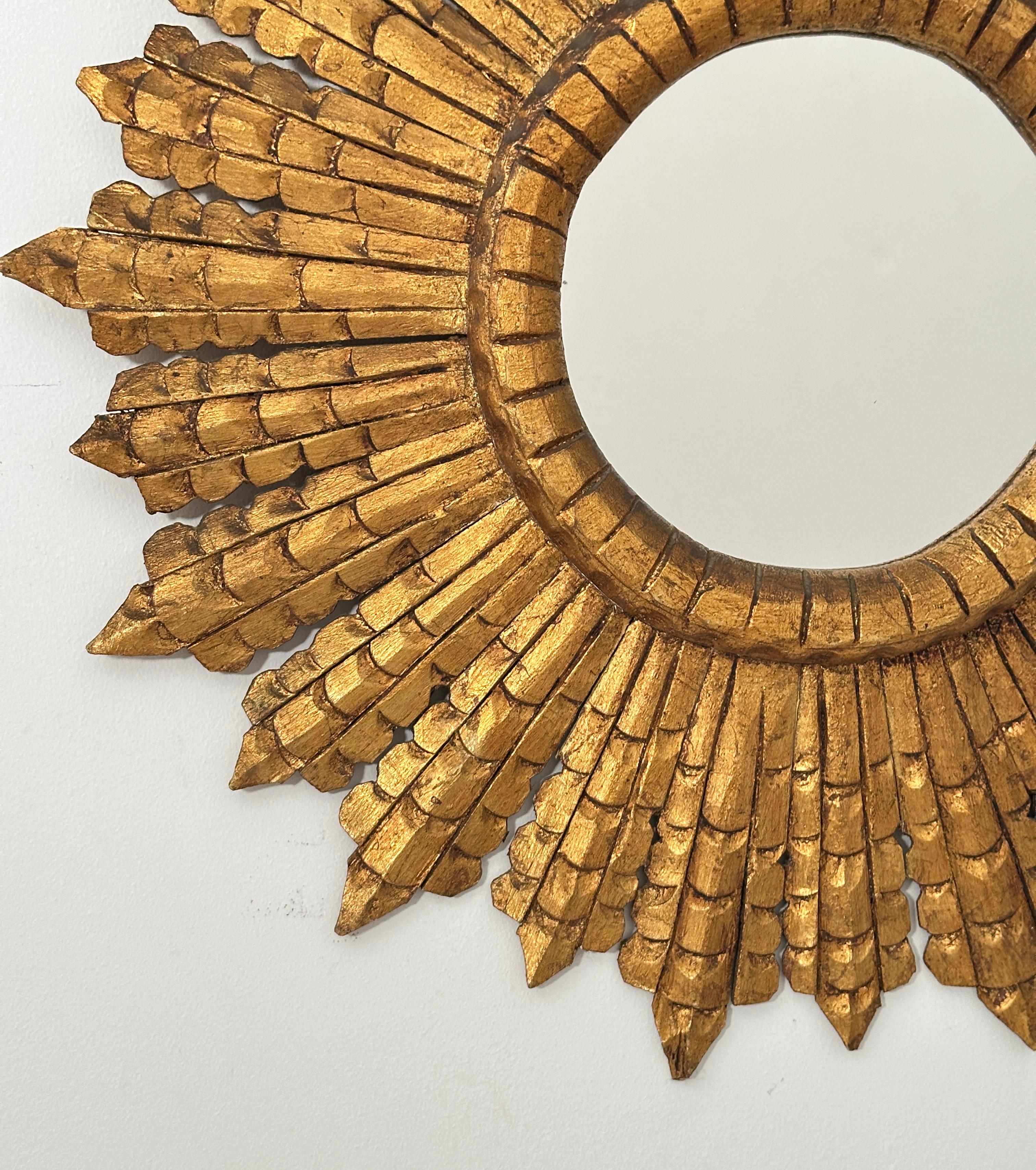 Französisch vergoldet Sunburst oder Starburst Spiegel (Durchmesser 31) (20. Jahrhundert) im Angebot