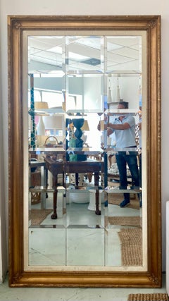 French Gilt Tall Dressing Mirror With Window Panels