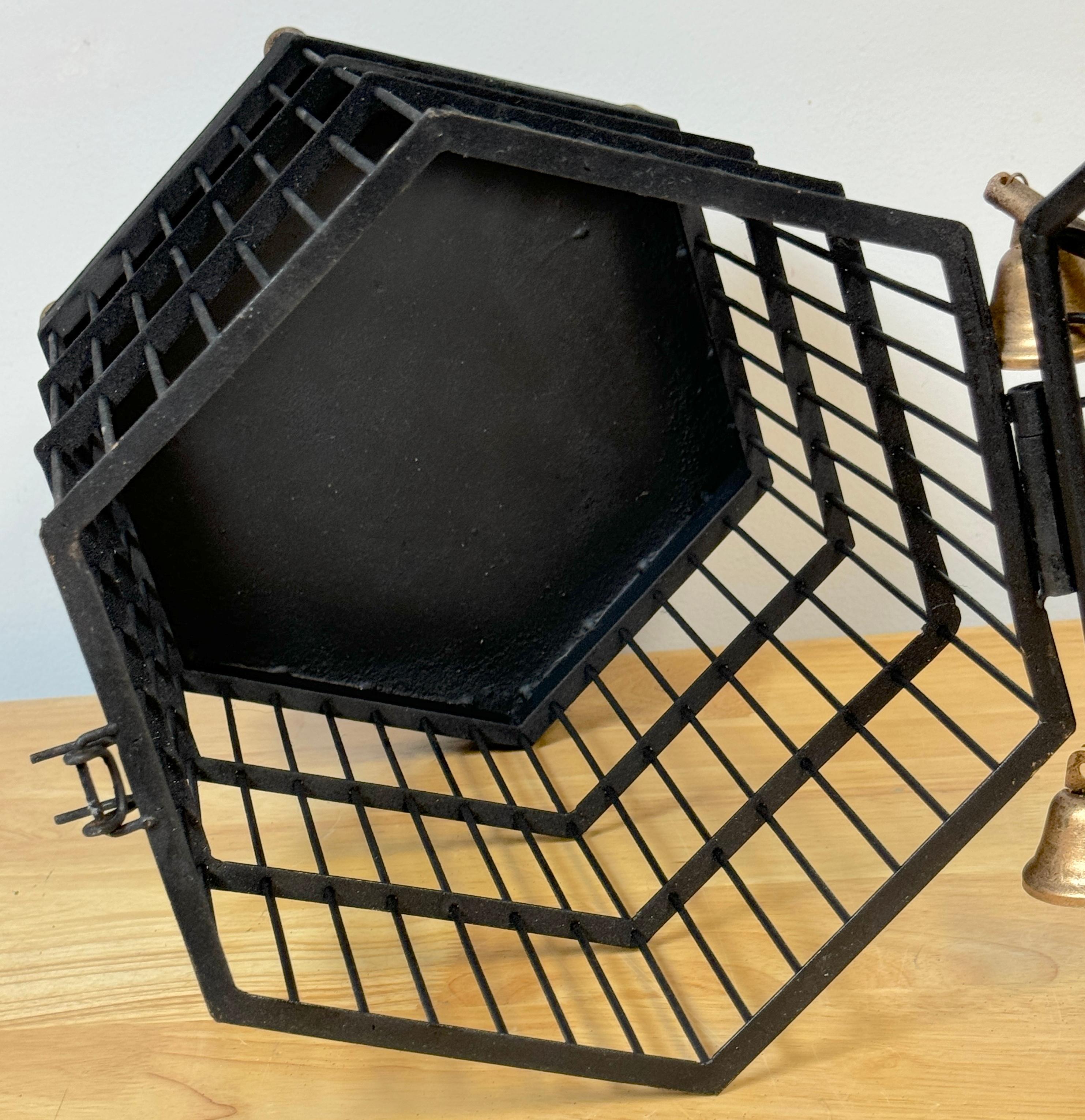French Gilt Tole Hexagonal Pagoda Birdcage with Bells For Sale 10