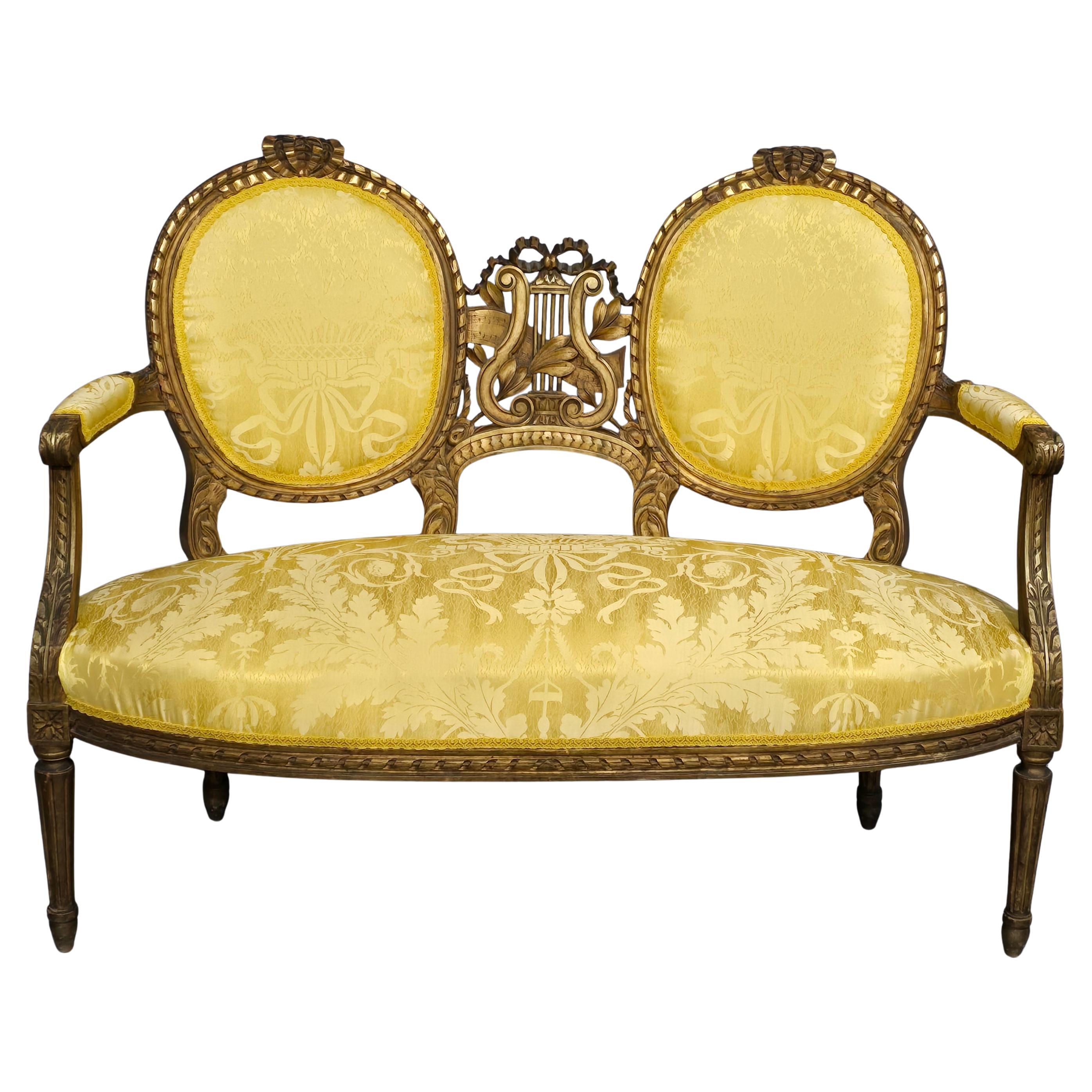 French Gilt Two Seat Sofa For Sale