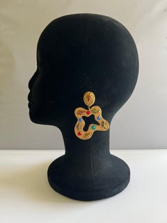 Orecchini a goccia con formica dorati francesi d'epoca