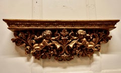 French Gilt Wall Bracket, Angels with Trumpets