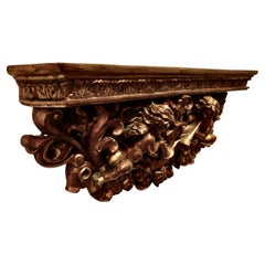 Vintage French Gilt Wall Bracket, Angels with Trumpets