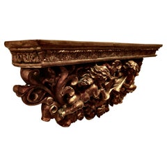 Used French Gilt Wall Bracket, Angels with Trumpets