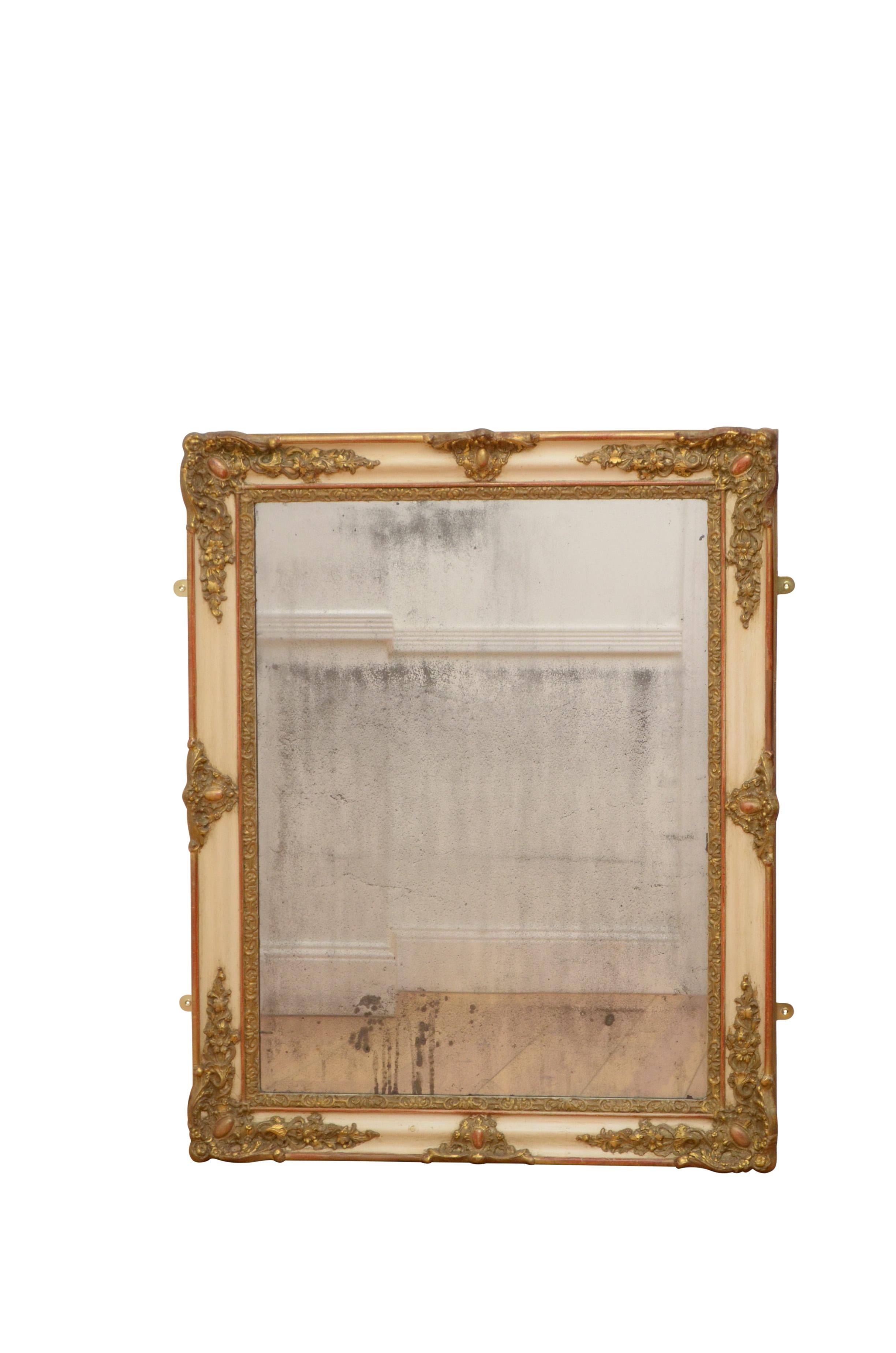 French Gilt Wall Mirror H87cm In Good Condition For Sale In High Peak, GB