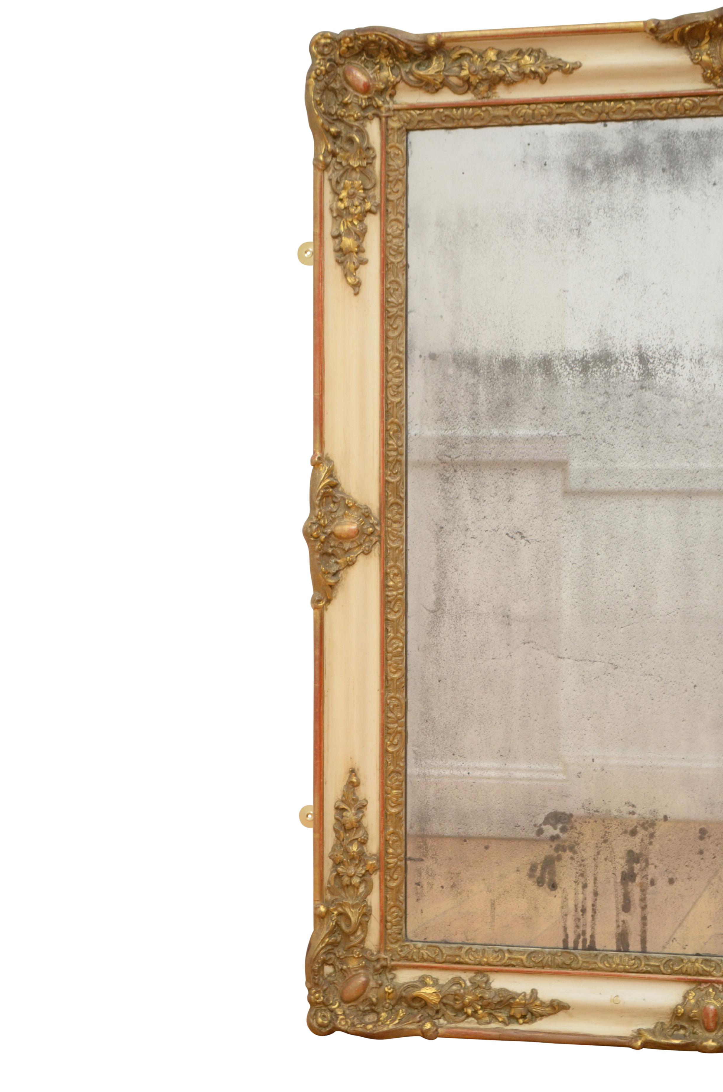 Gesso French Gilt Wall Mirror H87cm For Sale