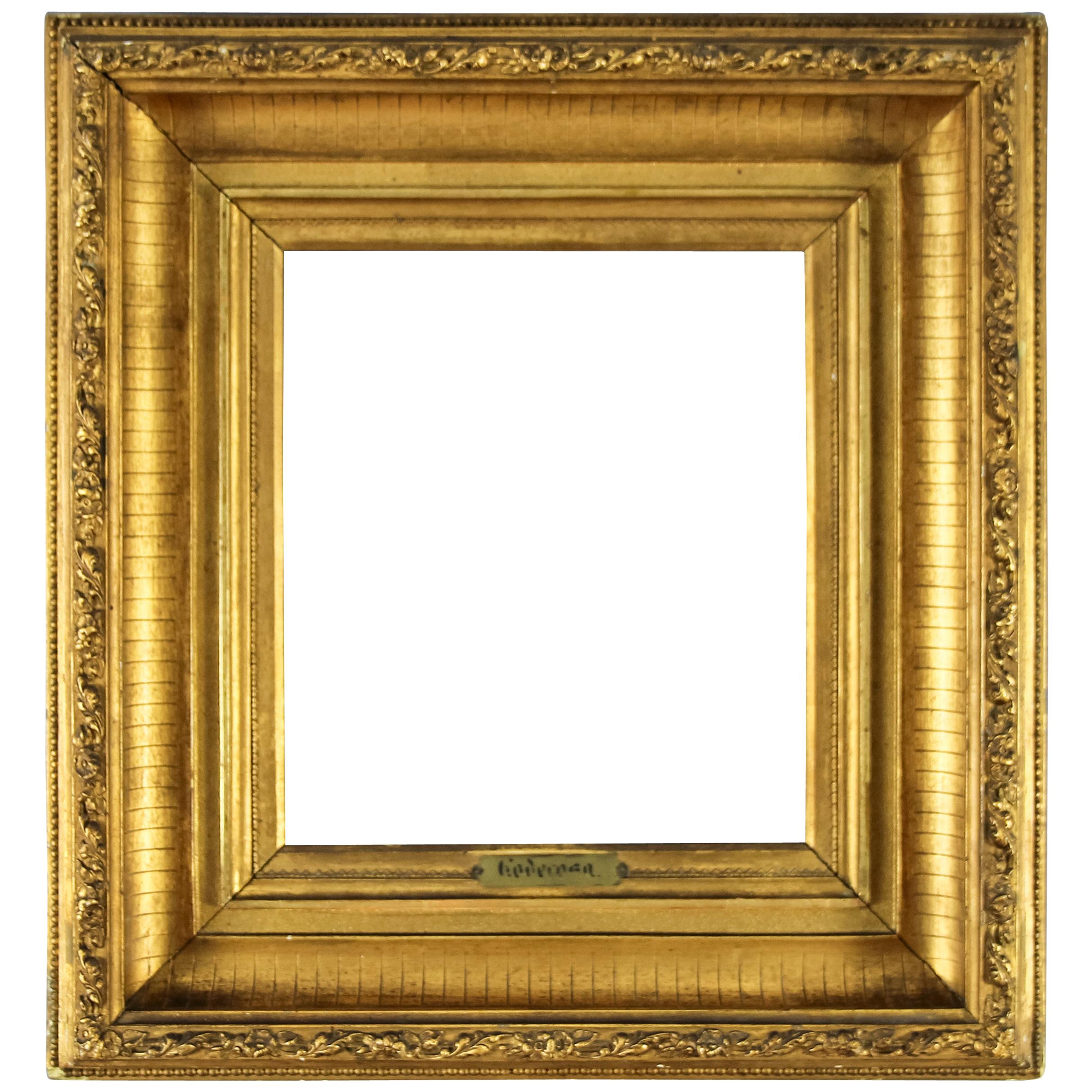 Cadre de tableau ou de miroir en bois doré et gesso:: fin du XIXe siècle en vente