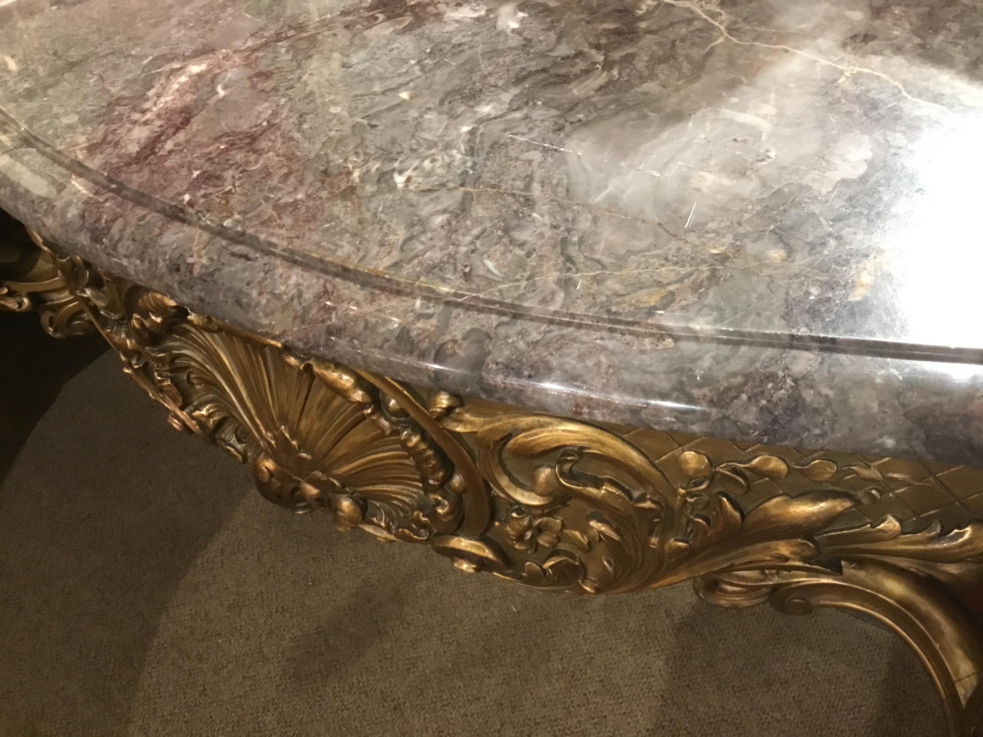 French Giltwood Console with Gray Marble, 19th Century Louis XV Style For Sale 6