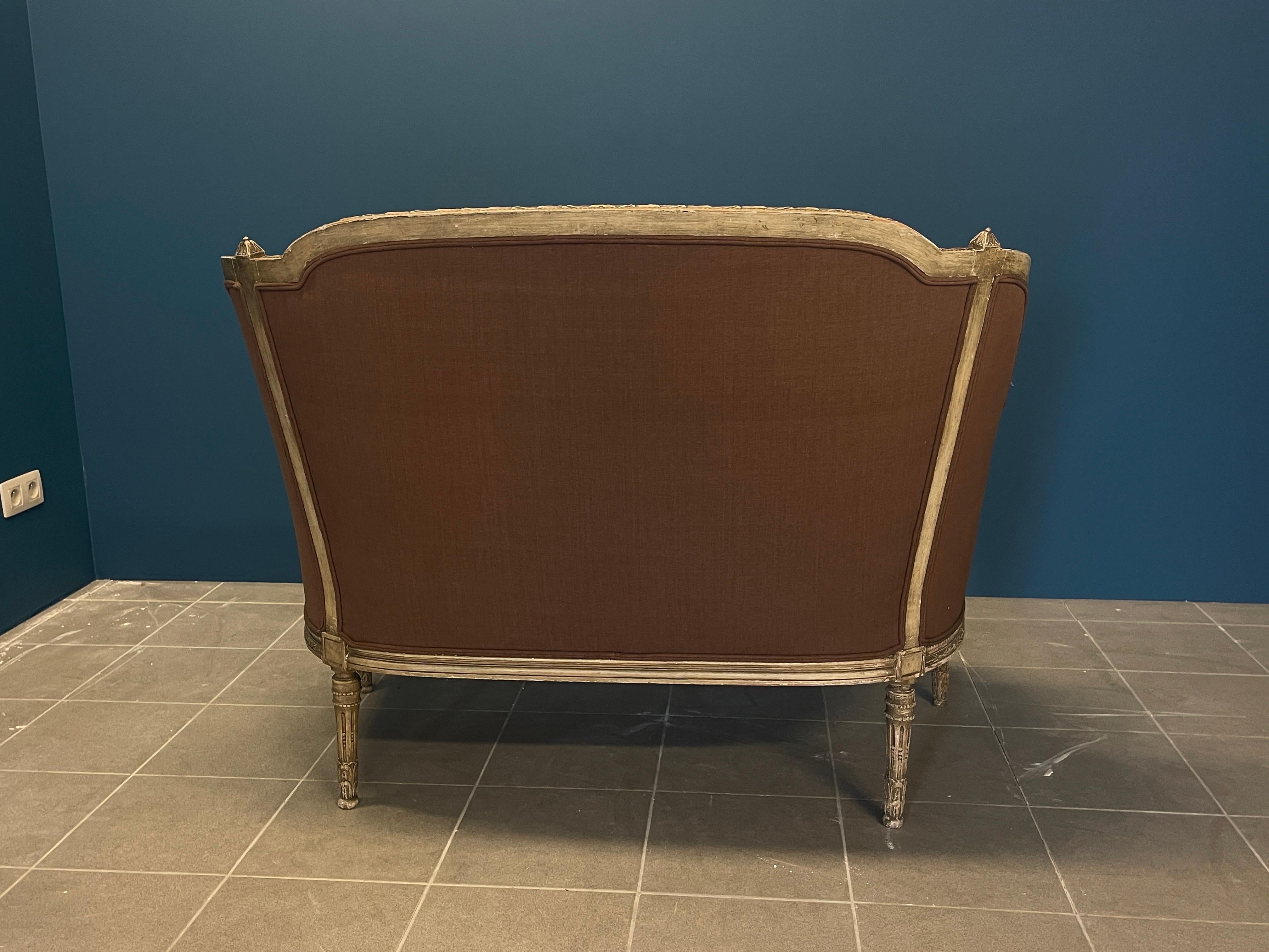Sillón Francés Luis XVI de Madera Dorada - 1870 Fines del siglo XIX en venta