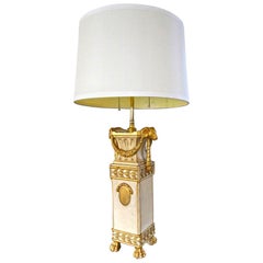 French Gilt Wood Rams Head Paw Feet Table Lamp