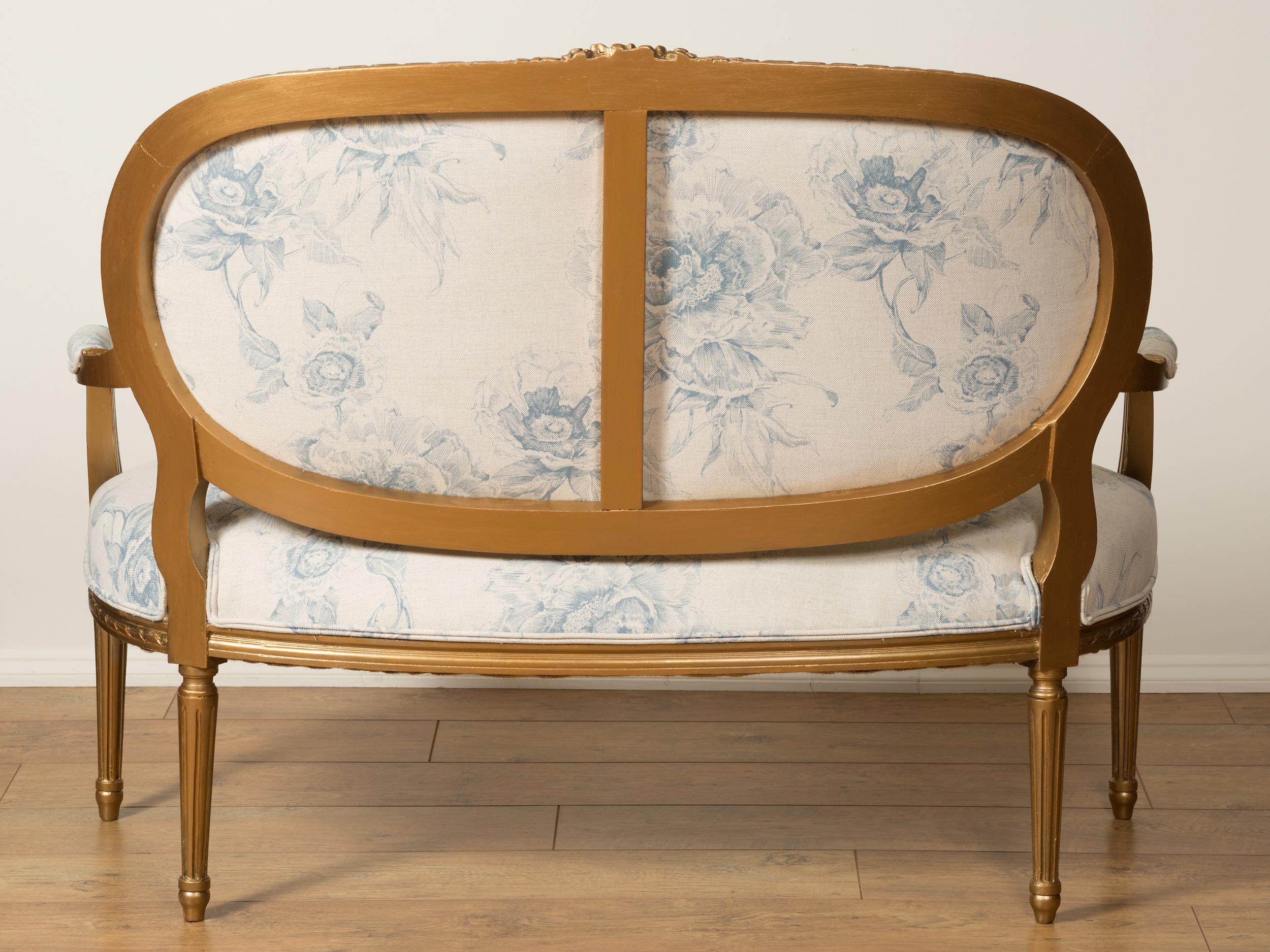 19th Century French Gilt Wood Two Seat Settee For Sale