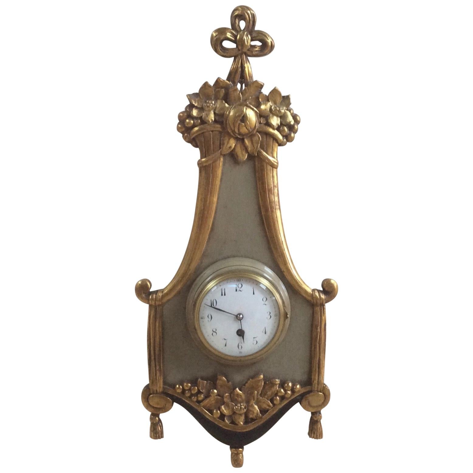 French Giltwood Wall Clock For Sale