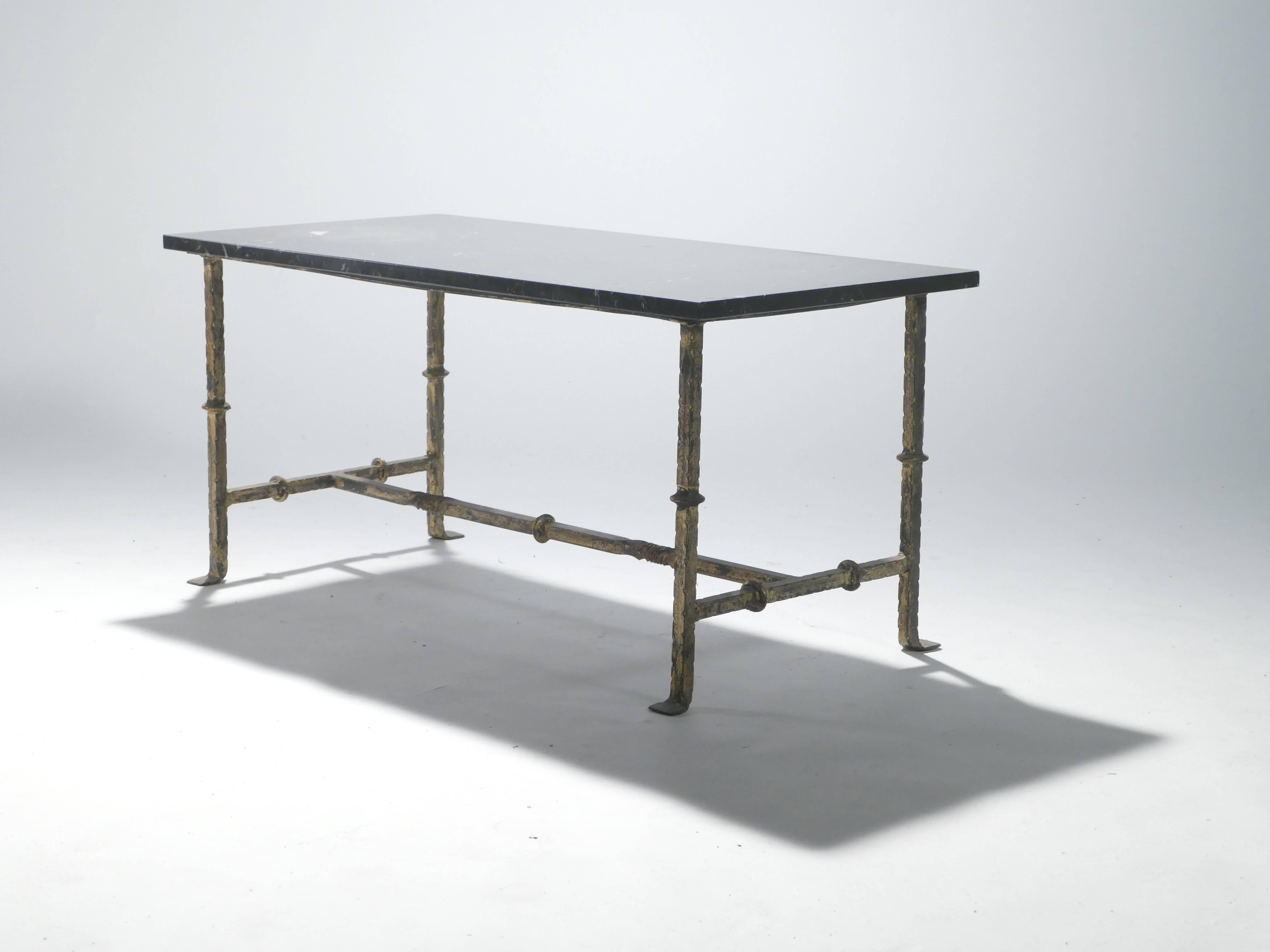 Mid-20th Century French Gilt Wrought Iron Art Deco Coffee Table, 1940s
