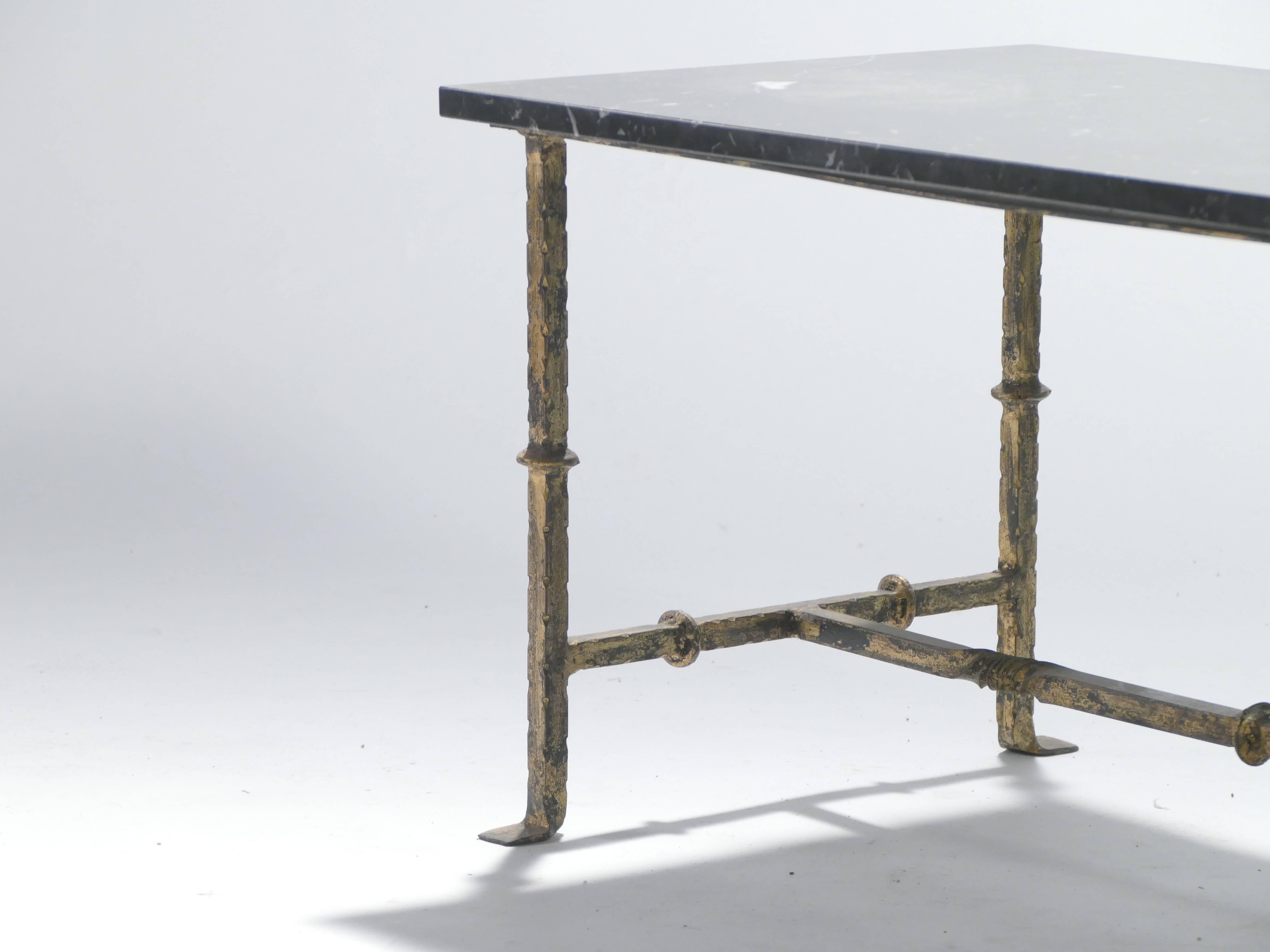 French Gilt Wrought Iron Art Deco Coffee Table, 1940s 3