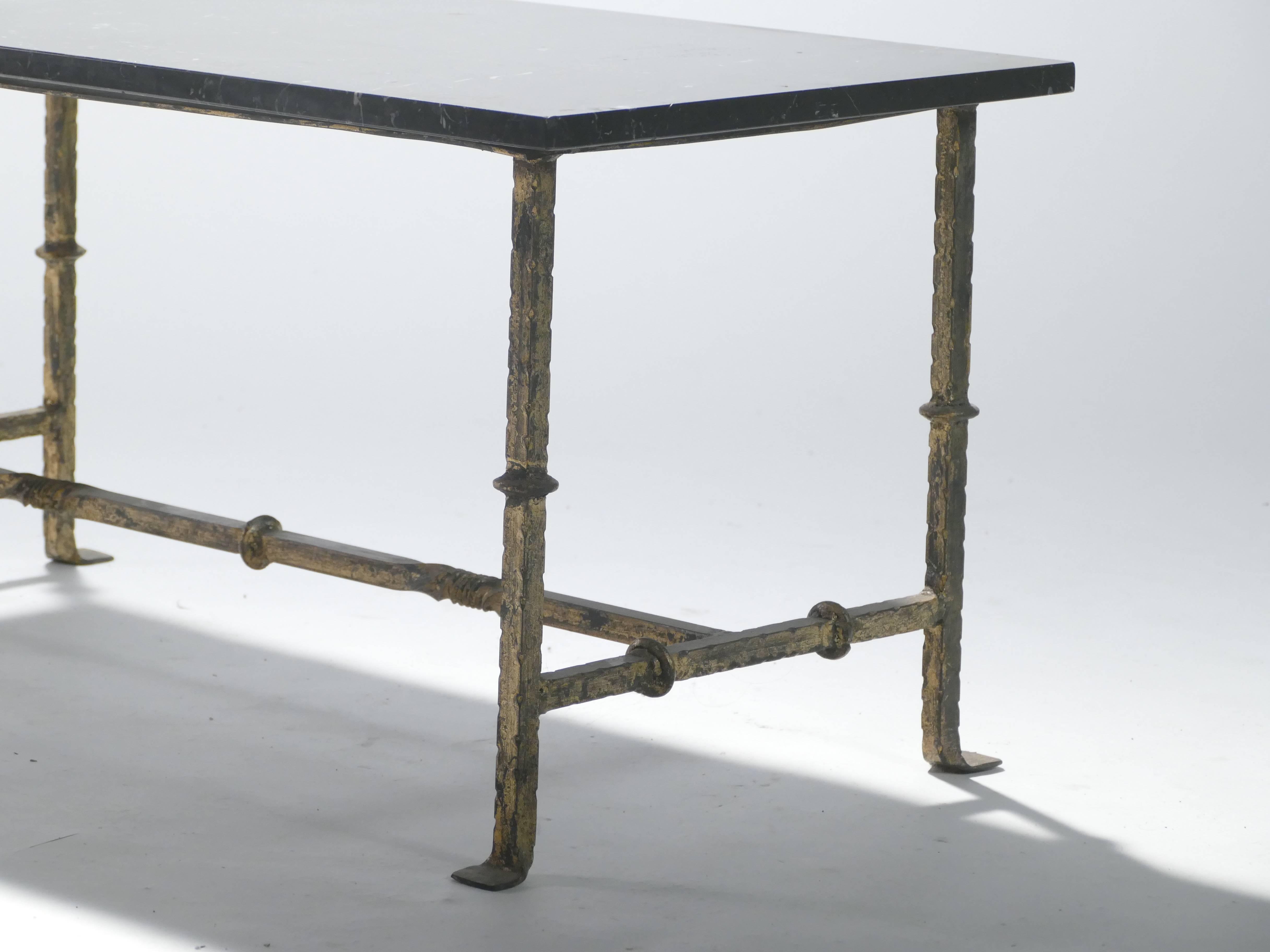 French Gilt Wrought Iron Art Deco Coffee Table, 1940s 4