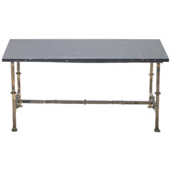 French Gilt Wrought Iron Art Deco Coffee Table, 1940s French Gilt Wrought Iron Art Deco Coffee Table, 1940s