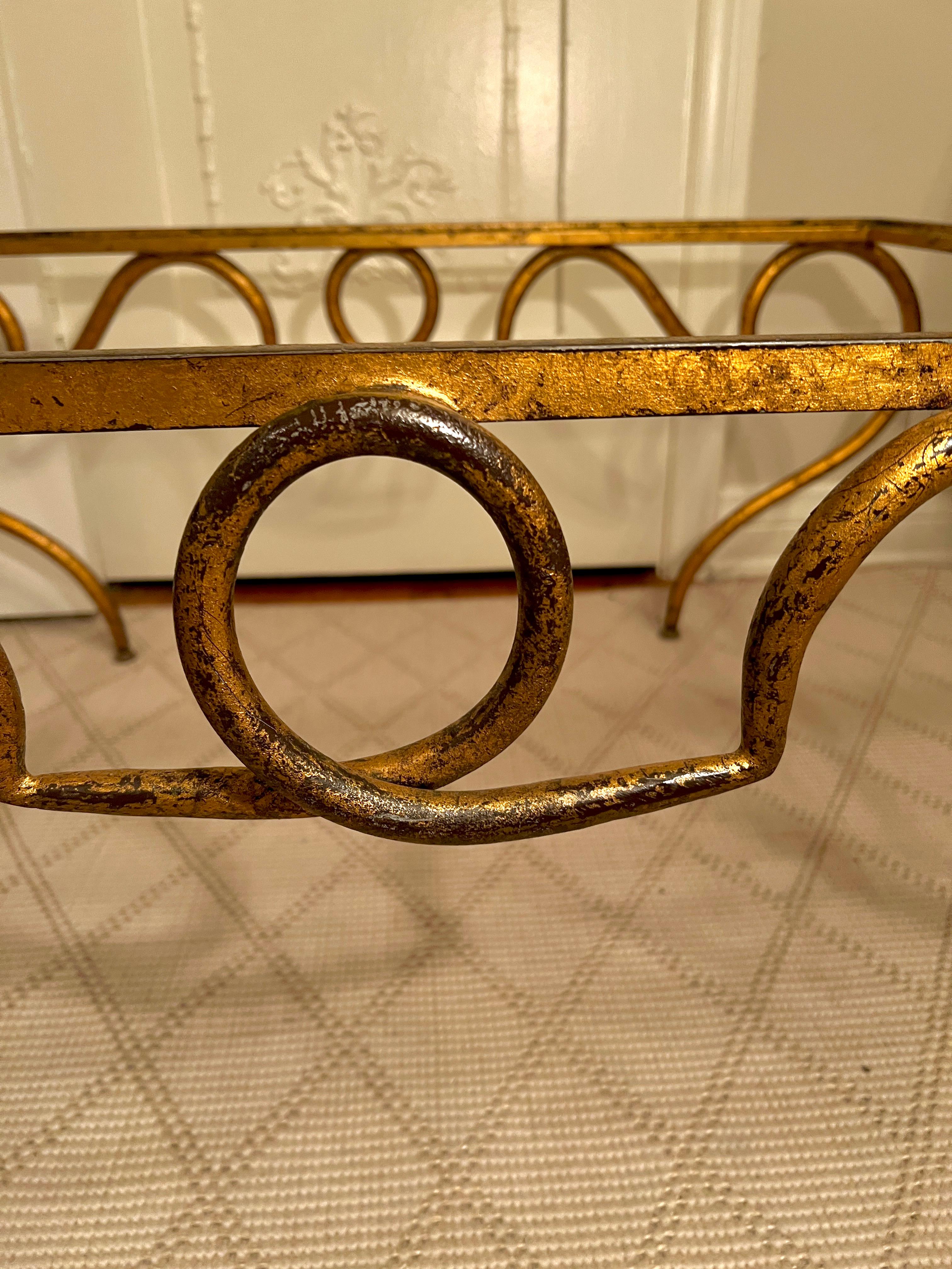 French Gilt Wrought Iron Cocktail Table by Rene Prou For Sale 8