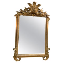 Antique French giltwood 19 th century beveled mirror