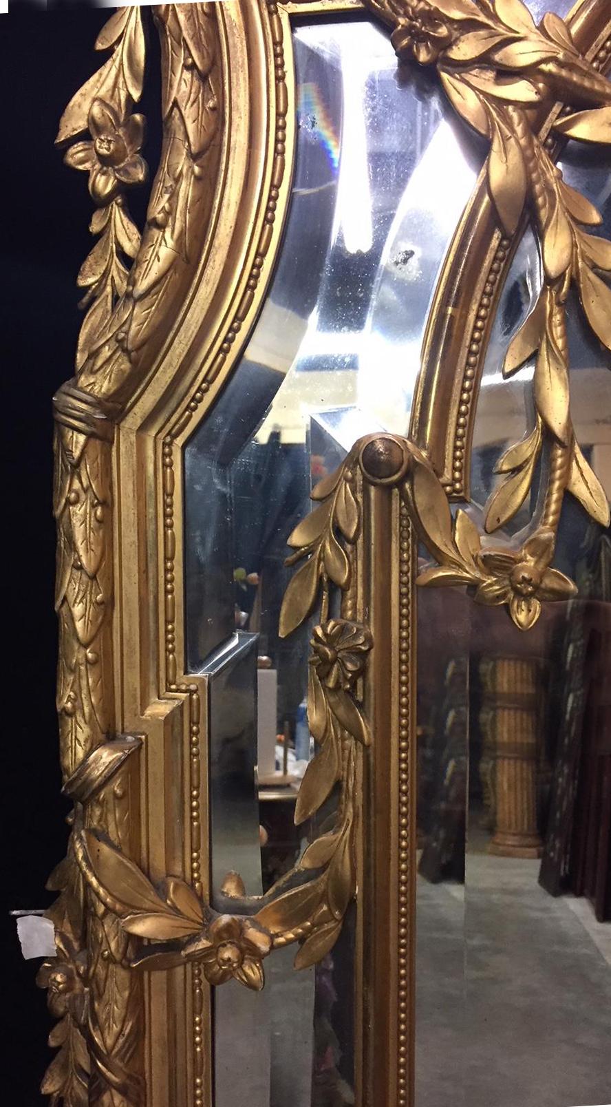 Hand-Carved French Giltwood and Gesso Mirror, 19th Century