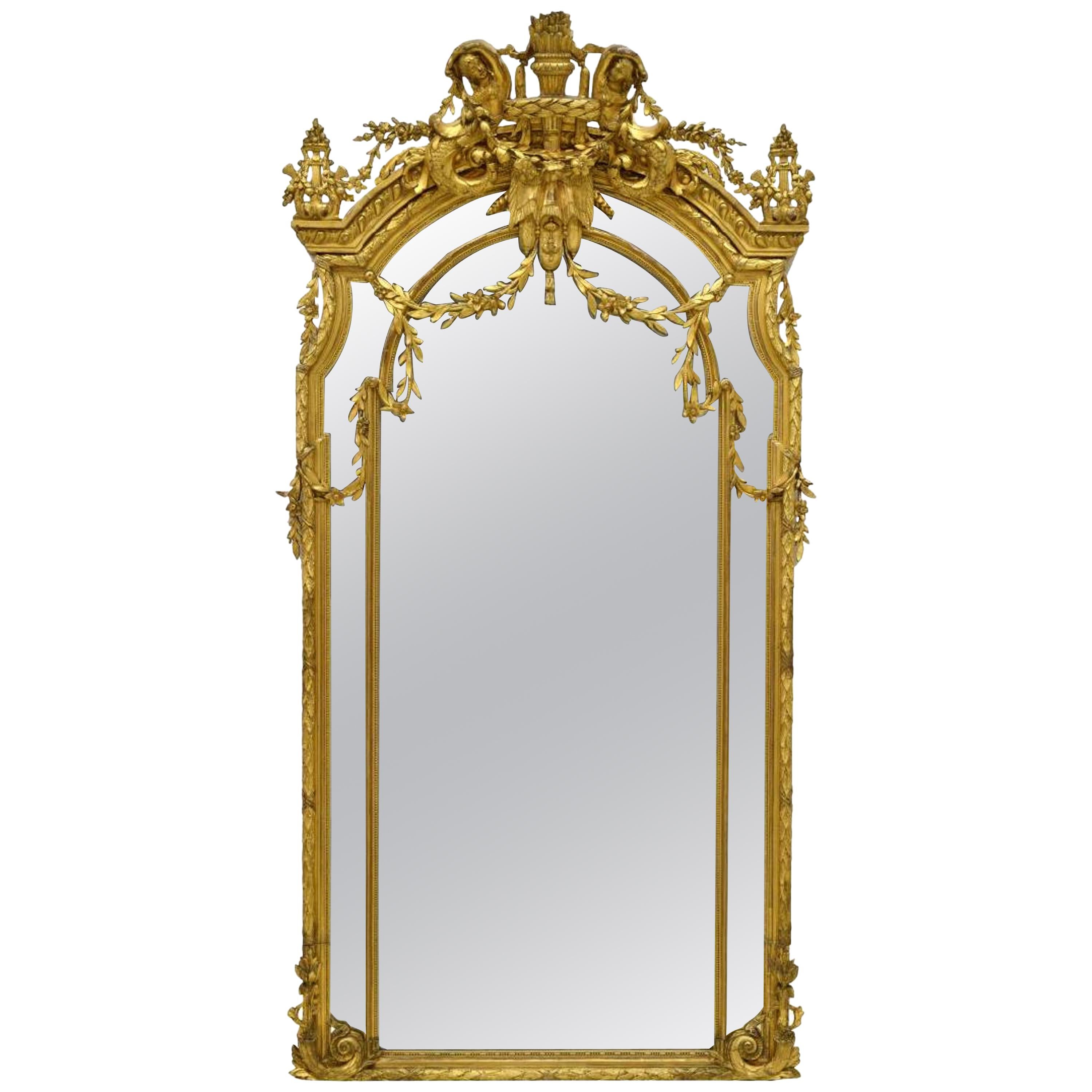 French Giltwood and Gesso Mirror, 19th Century