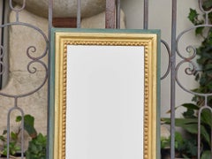 French Giltwood and Green Painted Wedding Mirror with Beaded Frame, circa 1920