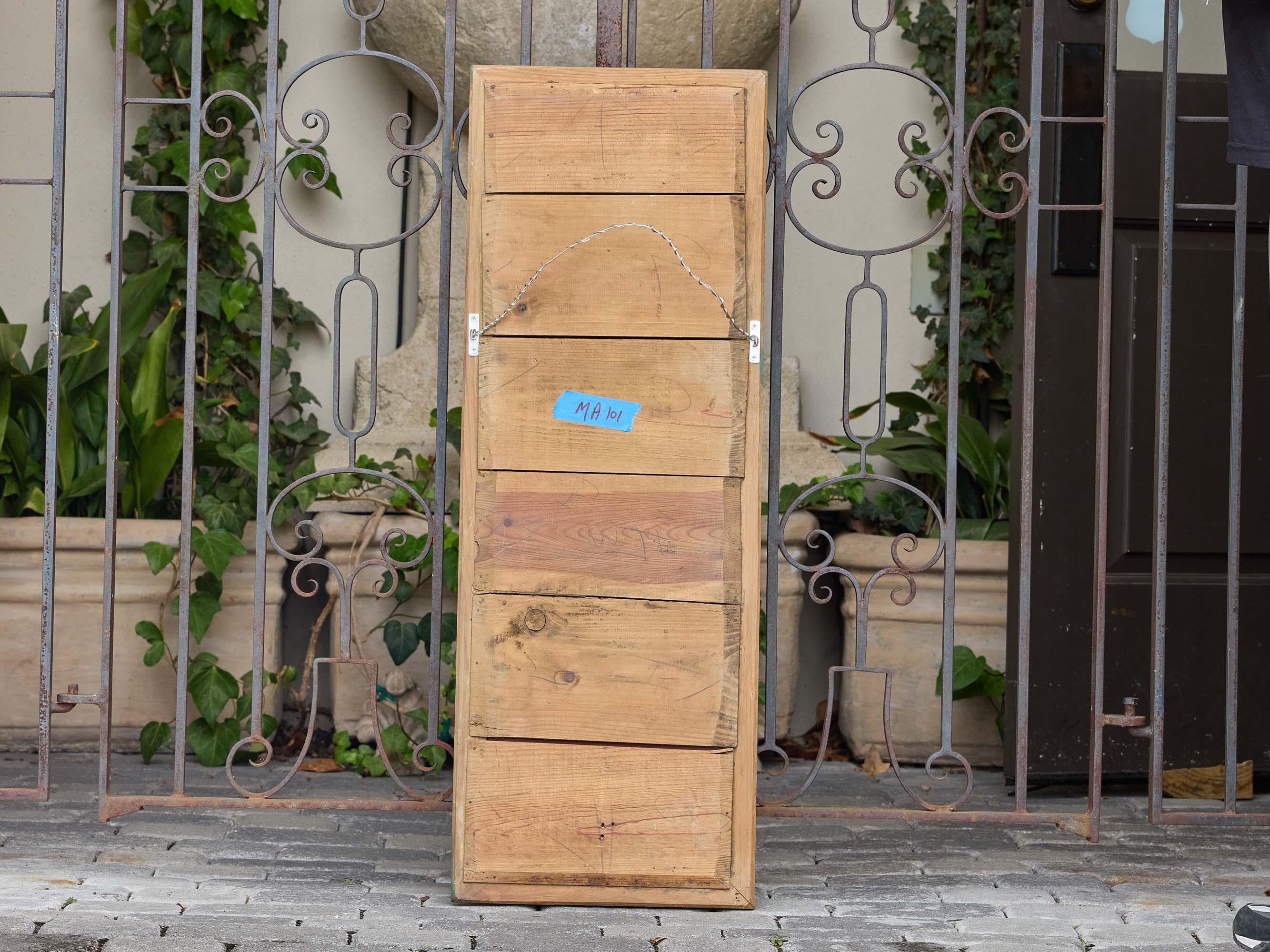 Miroir de mariage en bois doré et peint en vert avec cadre perlé, circa 1920 en vente 1