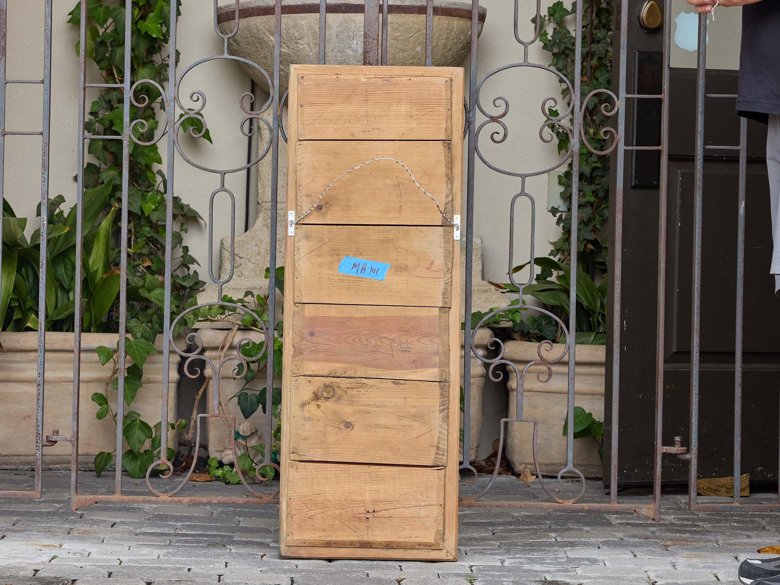 Miroir de mariage en bois doré et peint en vert avec cadre perlé, circa 1920 en vente 2