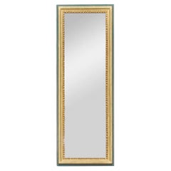 French Giltwood and Green Painted Wedding Mirror with Beaded Frame, circa 1920
