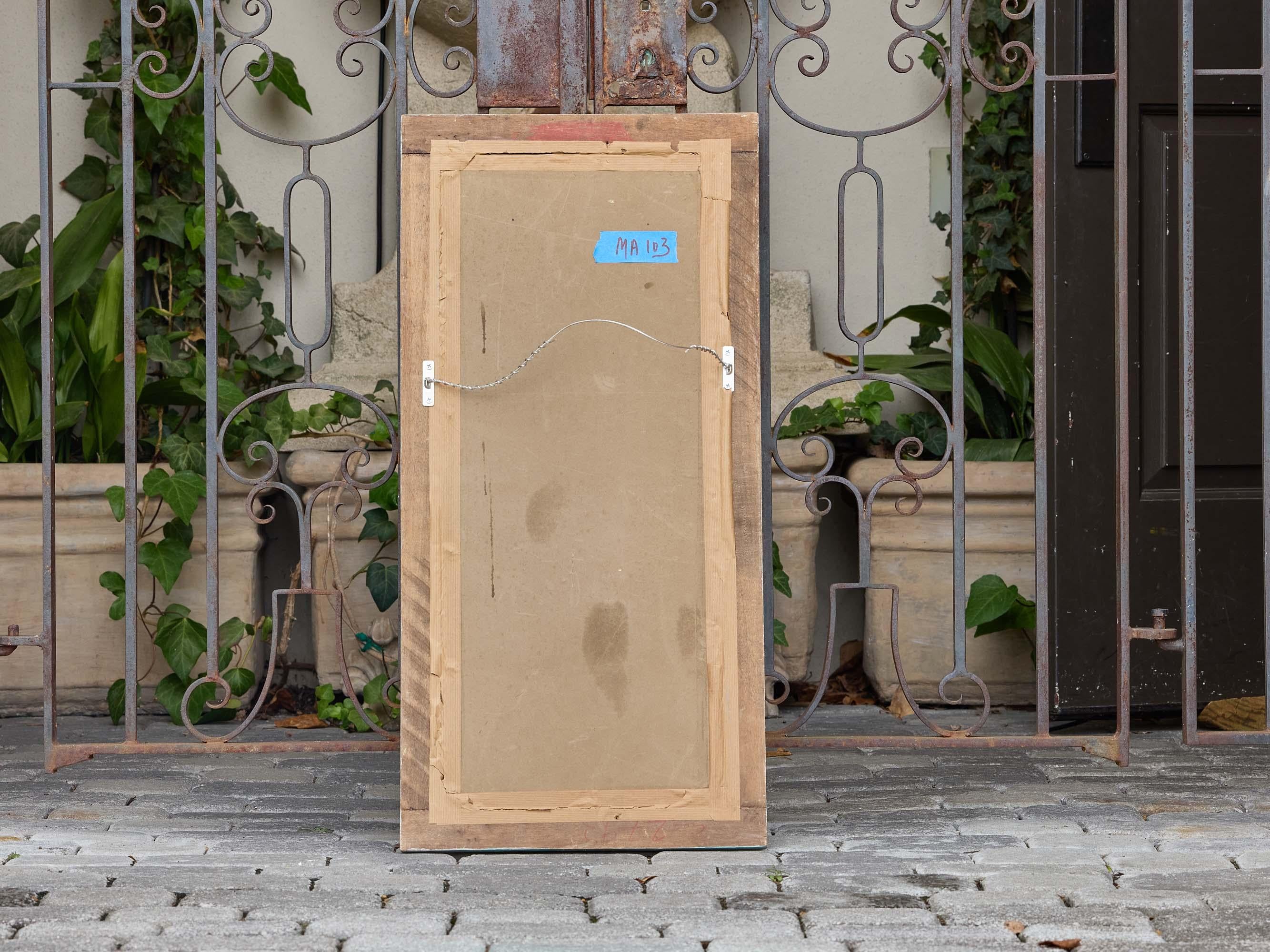 Specchio rettangolare francese in legno dorato e dipinto, CIRCA 1920 In condizioni buone in vendita a Atlanta, GA