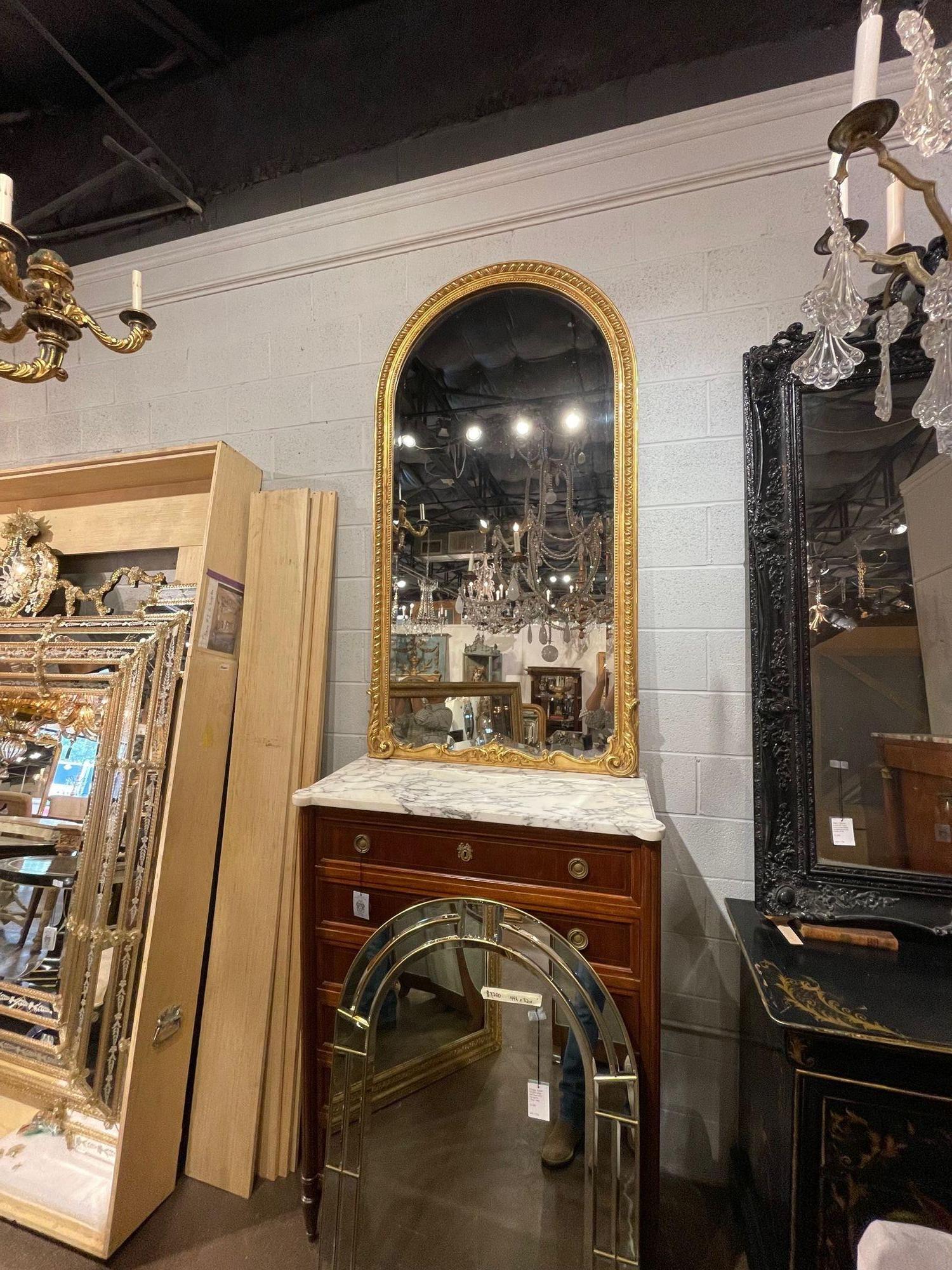 French Giltwood Arch Top Mirror For Sale 4