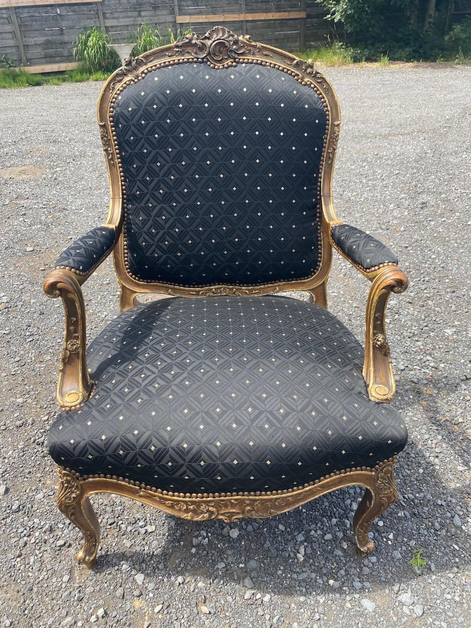 French Giltwood Bergere Arm Chair For Sale 5
