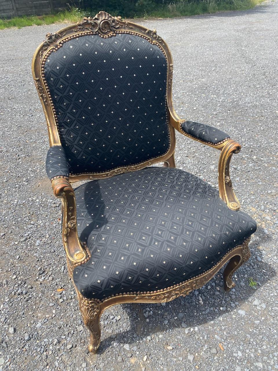 French Giltwood Bergere Arm Chair For Sale 6